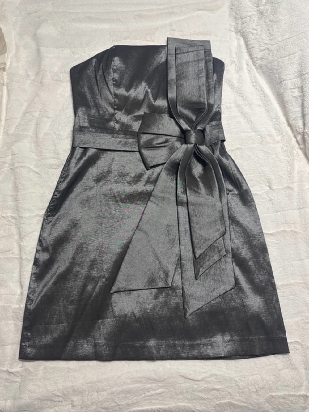 Twentyone strapless gunmetal silver metallic cocktail dress Size M